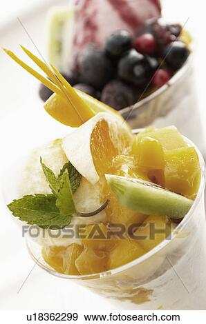 Stock Photo - Close-up of fruit parfaits. Fotosearch