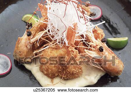 Stock Photography - Shrimp on a plate. Fotosearch