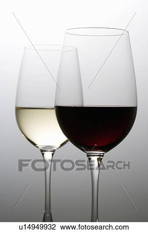 Stock Image - Two glasses of wine. Fotosearch
