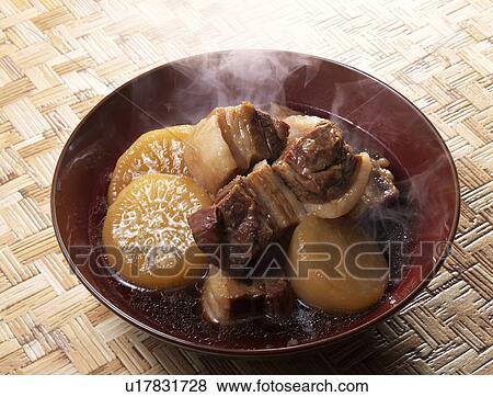 Boiled Japanese white radish and pork View Large Photo Image Stock Photo - Boiled Japanese white radish and pork. Fotosearch