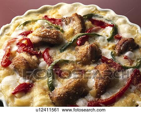 Chicken and eggplant gratin View Large Photo Image Stock Image - Chicken and eggplant gratin. Fotosearch