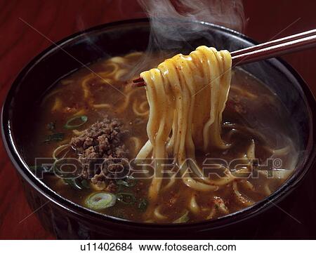 Picture - Japanese noodles with curry. Fotosearch