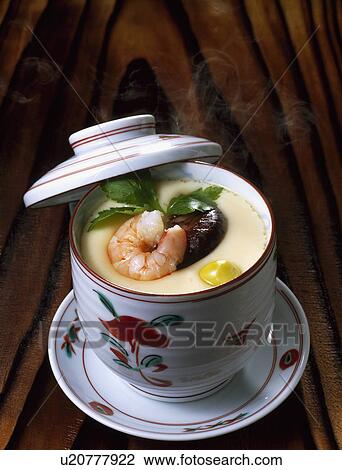 Savory steamed egg custard with assorted ingredients View Large Photo Image Stock Image - Savory steamed egg custard with assorted ingredients. Fotosearch