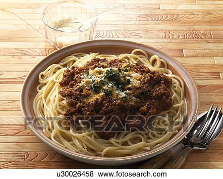 Spaghetti with meat sauce View Large Photo Image Stock Photo - Spaghetti with meat sauce. Fotosearch