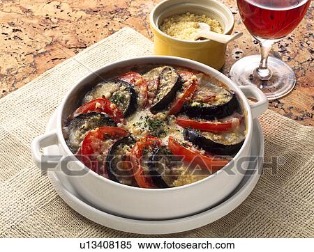 Tomato and eggplant gratin View Large Photo Image Stock Photography - Tomato and eggplant gratin. Fotosearch