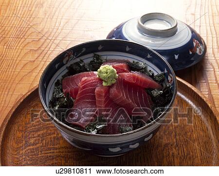 Stock Image - Tuna rice bowl. Fotosearch