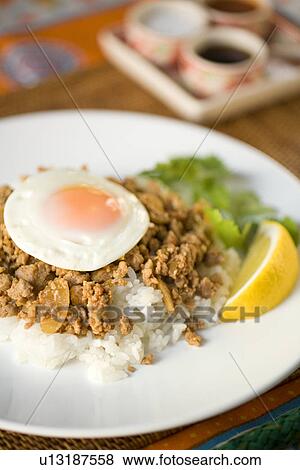 Fried rice with basil View Large Photo Image Stock Photo - Fried rice with basil. Fotosearch