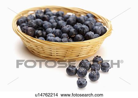 Picture - Basket with blueberries. Fotosearch