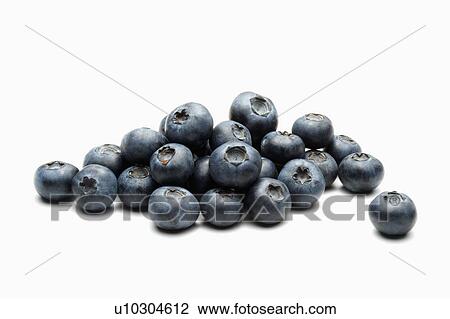 Stock Image - Blueberries on white background, close-up. Fotosearch