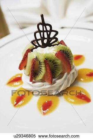 Close-up of a decorated dessert in a plate View Large Photo Image Stock Photography - Close-up of a decorated dessert in a plate. Fotosearch