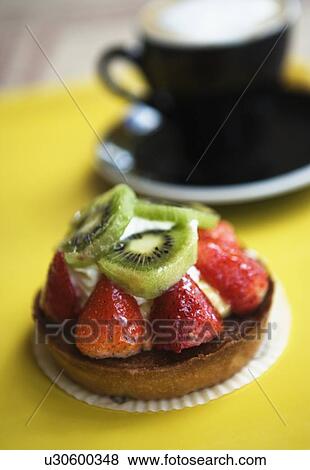 Close-up of a strawberry tart on a serving tray View Large Photo Image Stock Photo - Close-up of a strawberry tart on a serving tray. Fotosearch