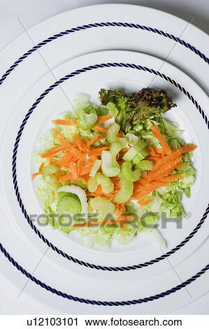 Stock Image - High angle view of a plate of salad. Fotosearch