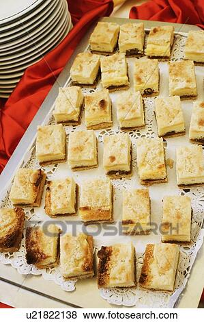 Stock Photo - High angle view of snacks in a tray. Fotosearch
