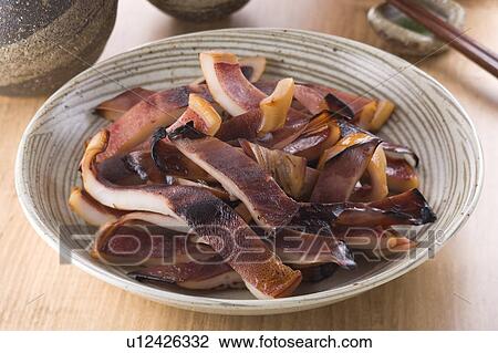 Stock Image - Broiled Squid with Soy Sauce. Fotosearch