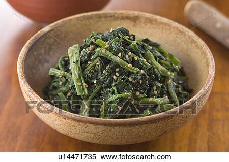 Spinach Dressed with Sesame Sauce View Large Photo Image Stock Photography - Spinach Dressed with Sesame Sauce. Fotosearch