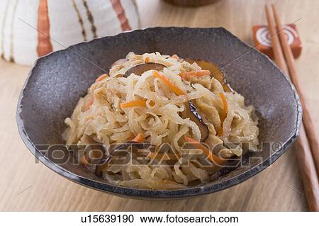 Stock Image - Stewed Dried Strips of Radish. Fotosearch
