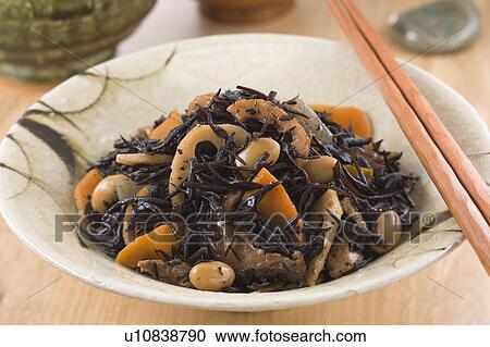 Stock Image - Stewed Hijiki and Vegetables. Fotosearch