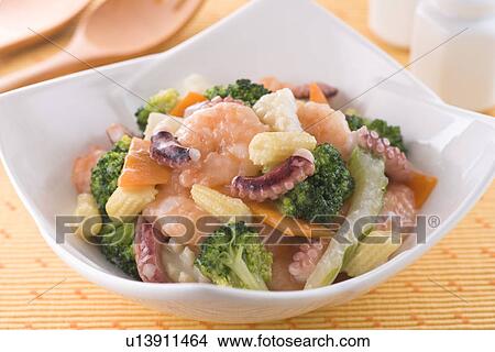 Stir Fried Seafood and Vegetables View Large Photo Image Picture - Stir Fried Seafood and Vegetables. Fotosearch