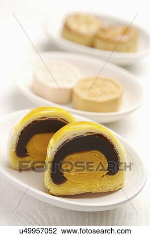 Stock Image - Moon Cake, Egg York Pastry. Fotosearch