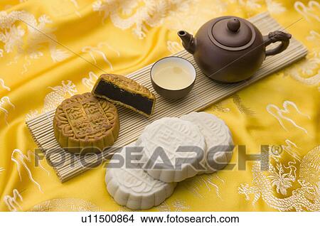 Picture - Tea, Moon Cake. Fotosearch
