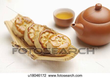 Stock Image - Tea, Moon Cake. Fotosearch