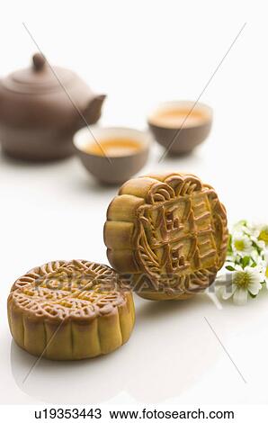 Stock Image - Tea, Moon Cake. Fotosearch