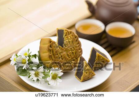 Tea, Moon Cake View Large Photo Image Stock Image - Tea, Moon Cake. Fotosearch