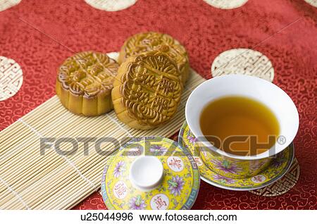 Stock Photograph - Tea, Moon Cake. Fotosearch