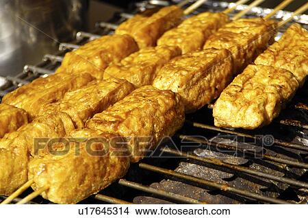 Close-up of grilled tofu skewers View Large Photo Image Picture - Close-up of grilled tofu skewers. Fotosearch