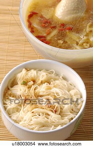 Picture - High angle view of Oriental angel hair noodles. Fotosearch