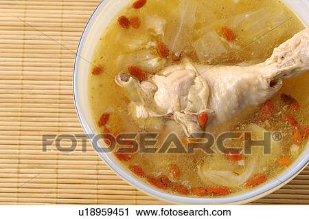 High angle view of Oriental chicken soup View Large Photo Image Stock Image - High angle view of Oriental chicken soup. Fotosearch