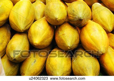Stock Image - Close-up of papayas. Fotosearch