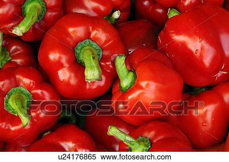 Stock Photography - Close-up of red bell peppers. Fotosearch