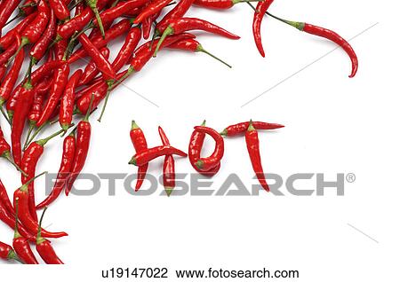 Stock Image - Close-up of red chili peppers. Fotosearch