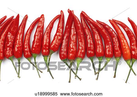 Stock Photography - Close-up of red chili peppers. Fotosearch