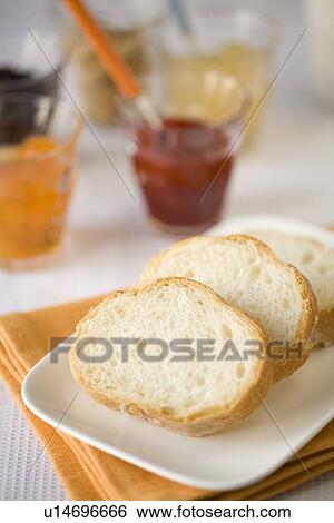 Stock Photograph - French bread and jam. Fotosearch