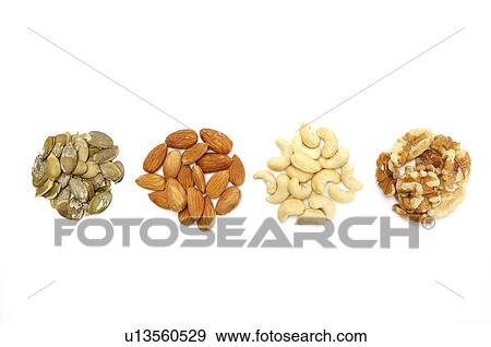 Stock Photo - Pepita, Almond, Cashew Nut, Walnut,. Fotosearch