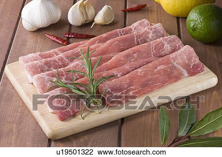 Stock Image - Thin-Sliced Pork Loin. Fotosearch