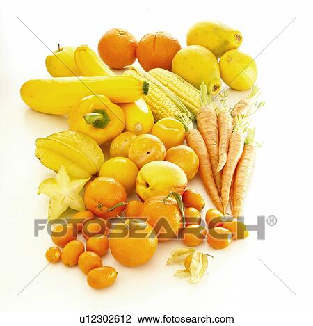 Stock Photo of 5 a day - yellow fruit and vegetables u12302612 - Search ...
