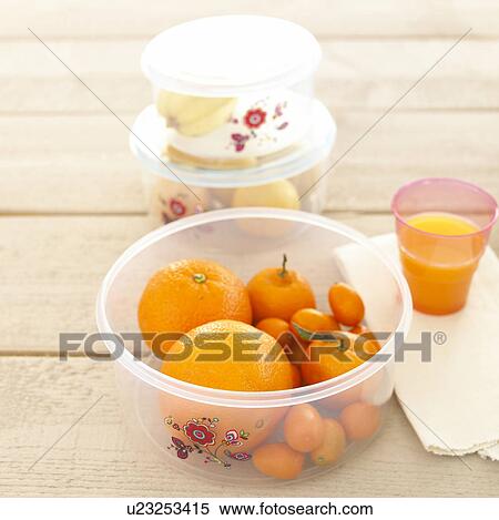 Stock Photography - Citrus fruit in air tight container. Fotosearch