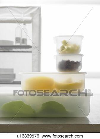 Stock Photograph - Five-a-day vegetables in plastic boxes. Fotosearch