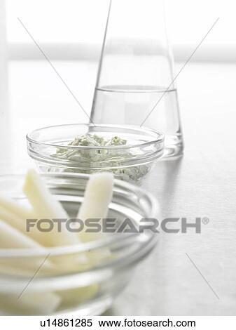 Stock Photography - Kohlrabi and dip in small glass bowls. Fotosearch