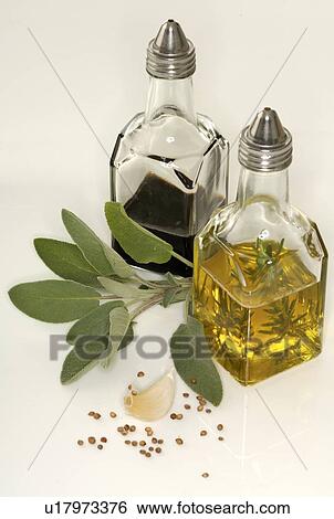 Stock Photograph - sage, vinegar and oil. Fotosearch