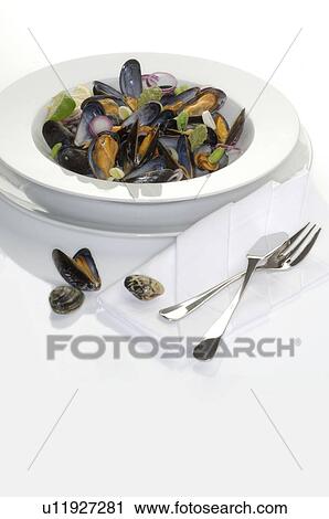Stock Image - Mussel dish. Fotosearch