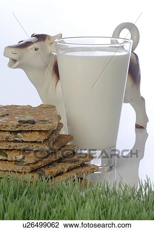 Glass of milk with crisp bread View Large Photo Image Stock Image - Glass of milk with crisp bread. Fotosearch