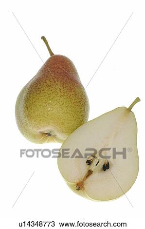 Stock Image - Pear and sliced pear. Fotosearch