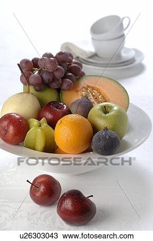 Stock Image - Plate with fruit. Fotosearch