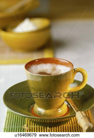 Cappuccino with cream and coconut flakes View Large Photo Image Stock Photo - Cappuccino with cream and coconut flakes. Fotosearch