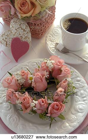 Heart of roses and coffee View Large Photo Image Stock Photo - Heart of roses and coffee. Fotosearch