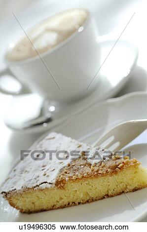 Cappuccino with milk froth and pie slice View Large Photo Image Stock Photography - Cappuccino with milk froth and pie slice. Fotosearch